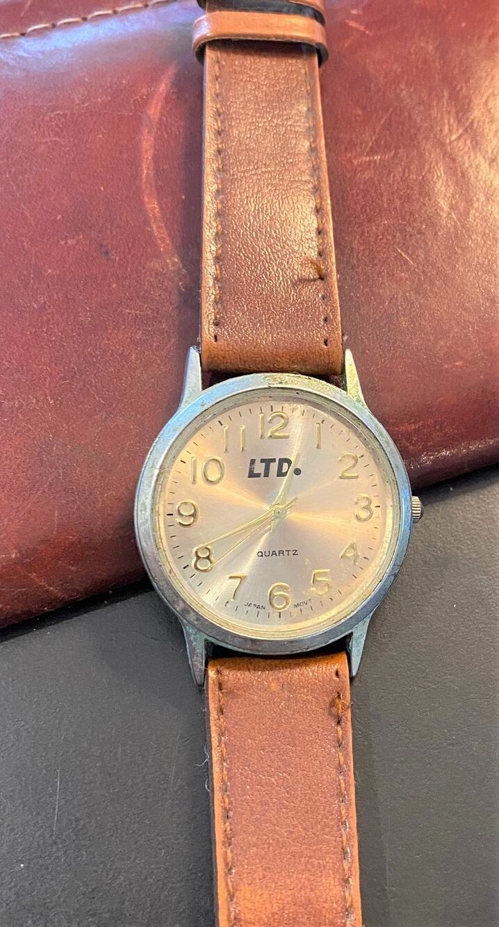 VTG Men's 35mm Gold Tone LTD Watch, Brown Band